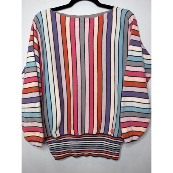 Marc Jacobs Bright Multi Stripe Sweater Boat Neck Cotton Women Medium - Picture 10 of 13